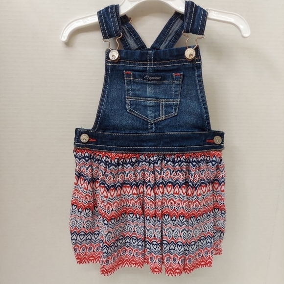Jordache Toddler Girls Denim Overalls Jumper Size 3T / NP3 Red White Blue Skirt - Picture 1 of 13